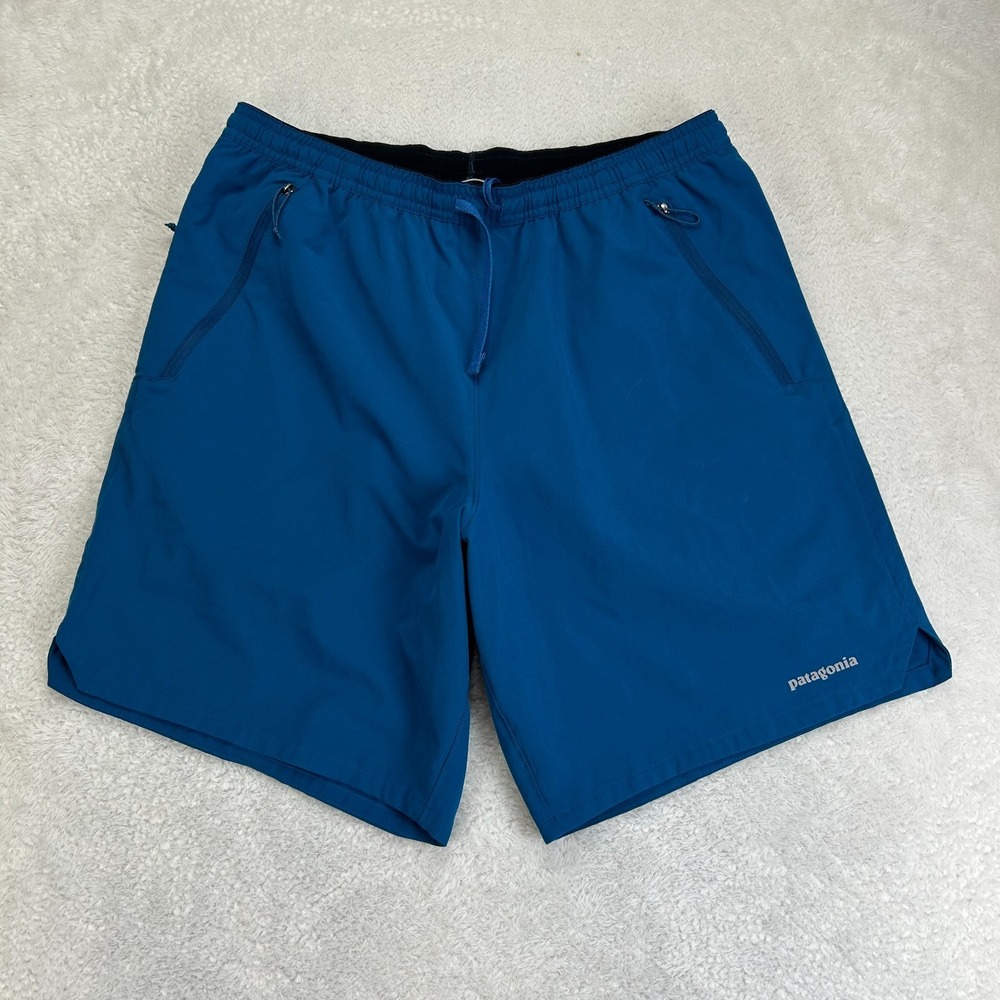Patagonia Nine Trails Athletic Shorts Mens M Superior Blue Stretch Lightweight